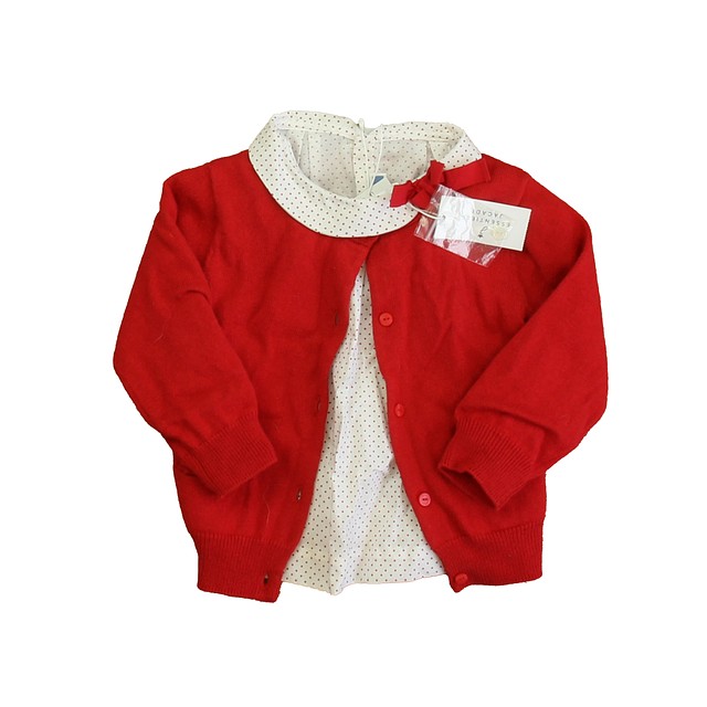 Jacadi 2-pieces Red | Ivory Cardigan 12 Months 