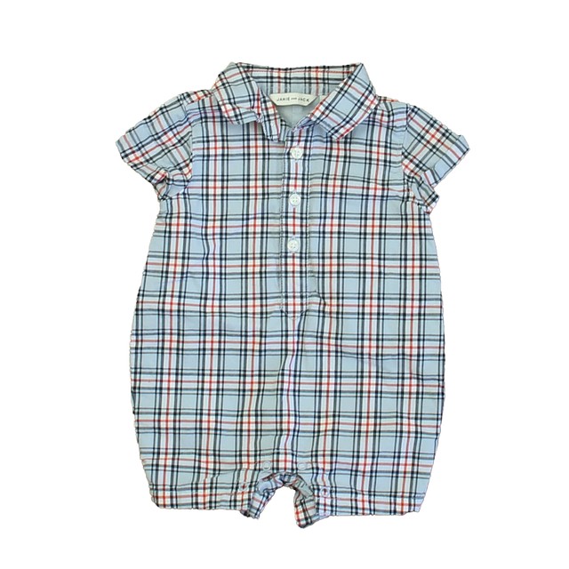 Janie and Jack Blue | Red Plaid Romper 0-3 Months 