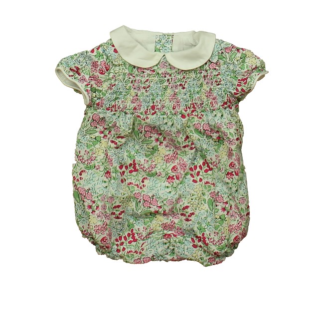 Janie and Jack Pink | Green Floral Romper 0-3 Months 