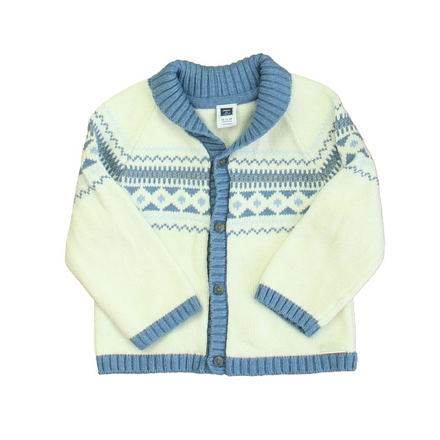 Janie and Jack Blue | White Cardigan 12-18 Months 