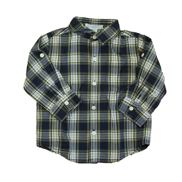 Janie and Jack Green Plaid Button Down Long Sleeve 12-18 Months 