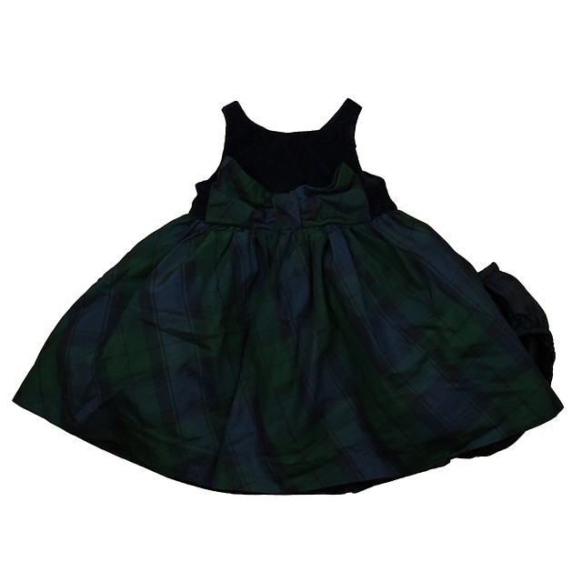 Janie and Jack 2-pieces Navy | Green Plaid Special Occasion Dress 12-18 Months 