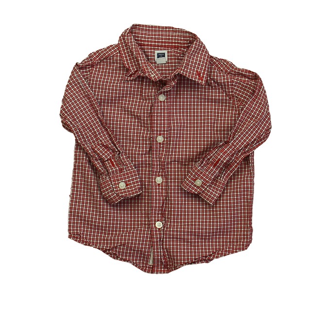 Janie and Jack Red Plaid Button Down Long Sleeve 12-18 Months 