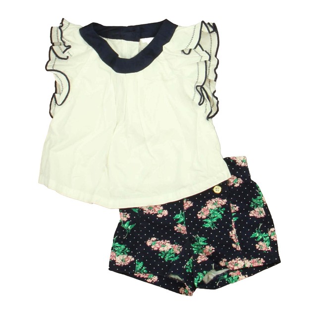 Janie and Jack 2-pieces White | Navy | Green Floral Apparel Sets 12-18 Months 