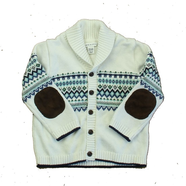 Janie and Jack Ivory | Blue | Brown Cardigan 18-24 Months 