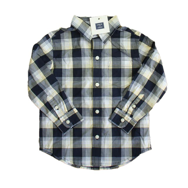 Janie and Jack Navy | Yellow Plaid Button Down Long Sleeve 18-24 Months 