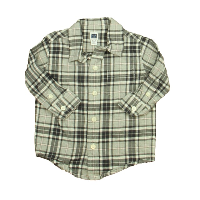 Janie and Jack Black | Gray Plaid Button Down Long Sleeve 3-6 Months 