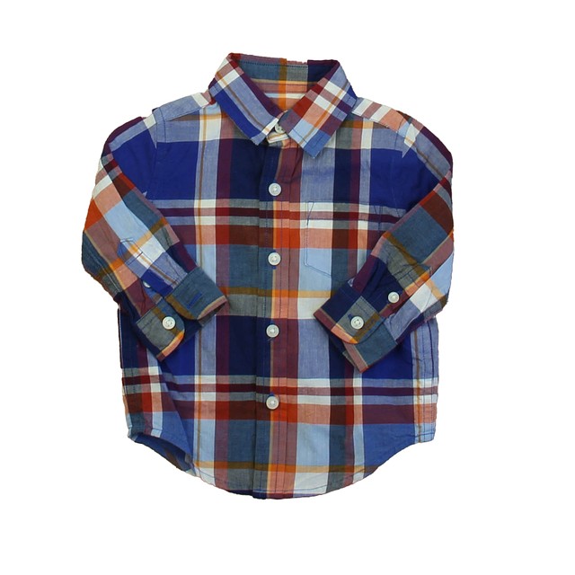 Janie and Jack Blue | Red Plaid Button Down Long Sleeve 3-6 Months 