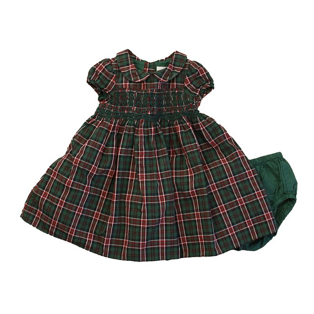 Janie and Jack 2-pieces Green | Red Plaid Dress 3-6 Months 