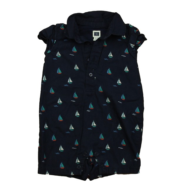 Janie and Jack Navy Sailboats Romper 3-6 Months 