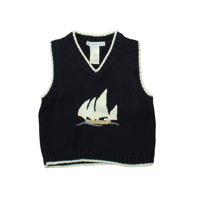 Janie and Jack Navy | White Sailboat Sweater Vest 3-6 Months 