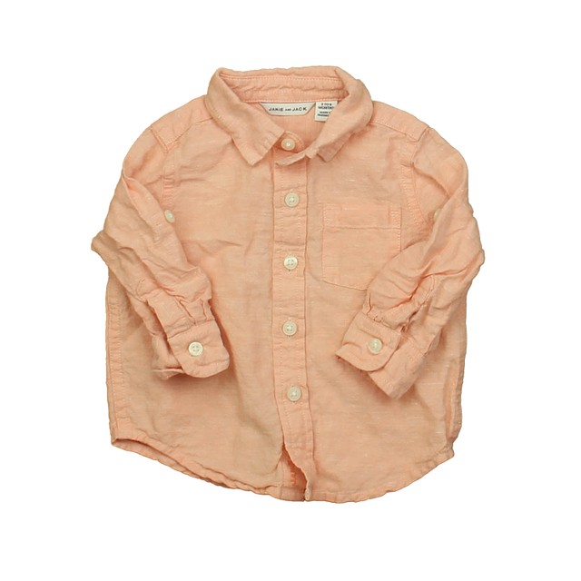 Janie and Jack Peach Button Down Long Sleeve 3-6 Months 