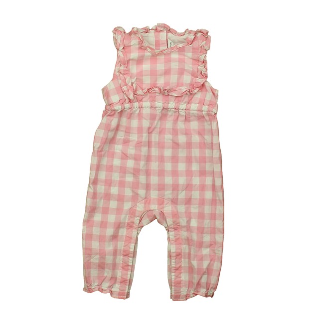 Janie and Jack Pink | White Check Romper 3-6 Months 