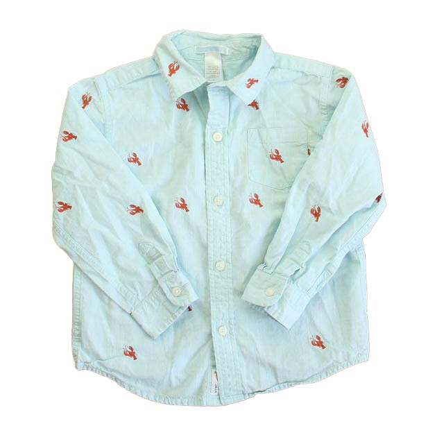 Janie and Jack Blue | Red Lobsters Button Down Long Sleeve 3T 