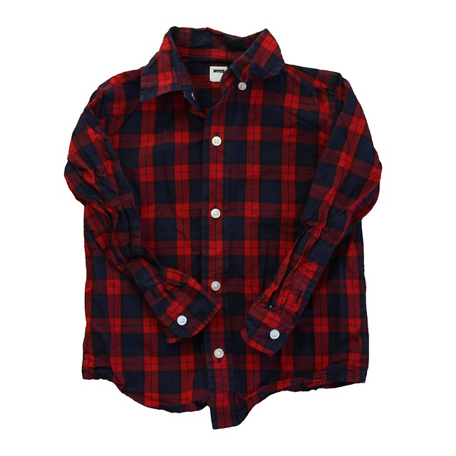 Janie and Jack Red | Navy Button Down Long Sleeve 3T 