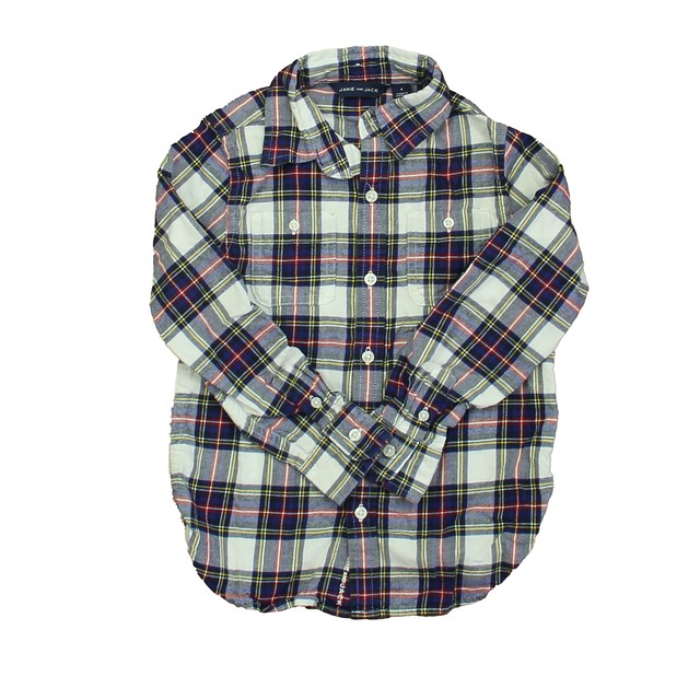Janie and Jack Blue | Red | Yellow Plaid Button Down Long Sleeve 4T 