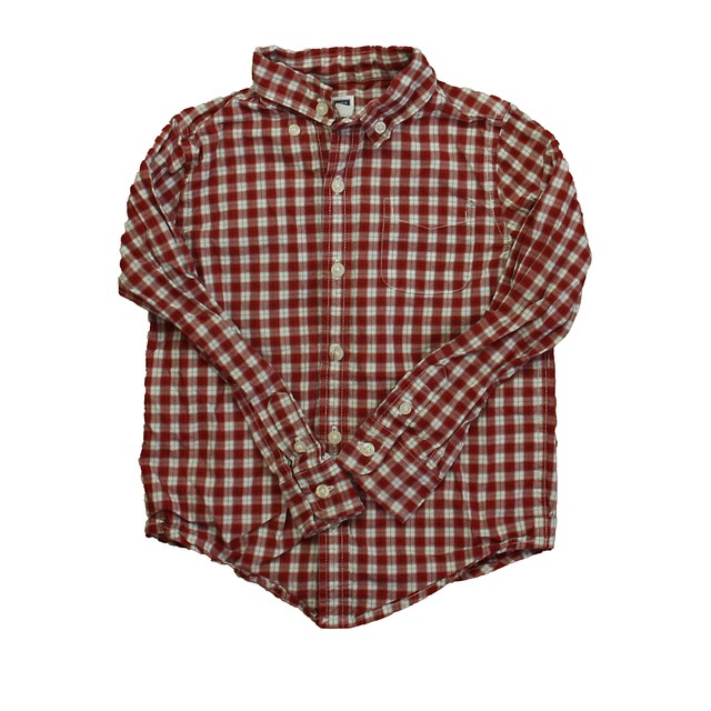 Janie and Jack Red Plaid Button Down Long Sleeve 4T 