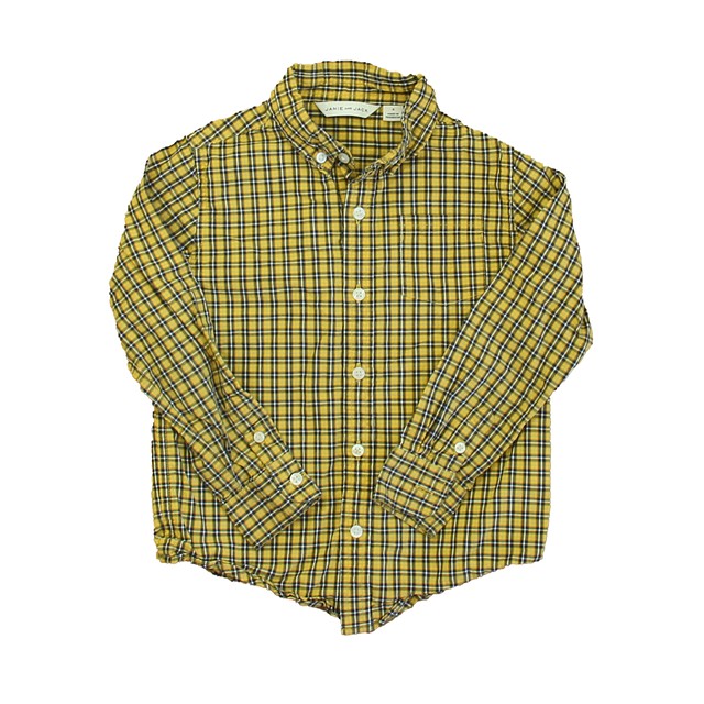 Janie and Jack Yellow | Blue Plaid Button Down Long Sleeve 4T 