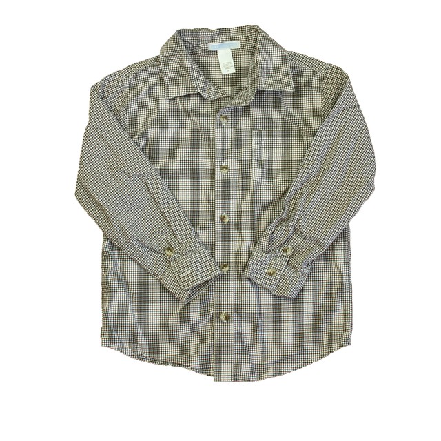 Janie and Jack Brown Plaid Button Down Long Sleeve 5T 
