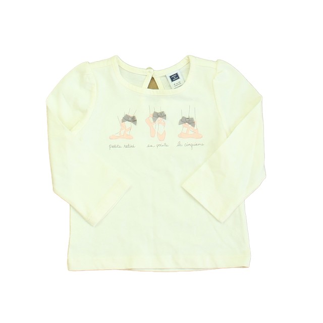 Janie and Jack Ivory Ballet Shoes Long Sleeve T-Shirt 6-12 Months 
