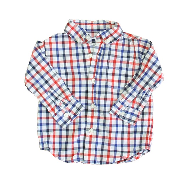 Janie and Jack Red | White | Blue Button Down Long Sleeve 6-12 Months 