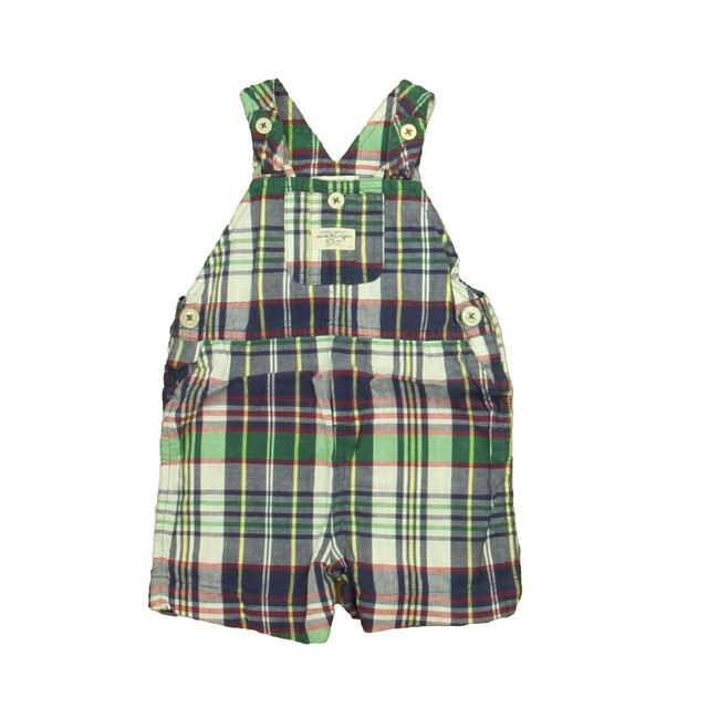 Janie and Jack Blue | Green Plaid Romper 6 Months 