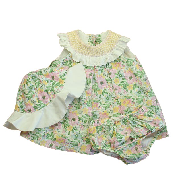 Joie 3-pieces Pink | Green | Yellow Floral Dress 6-9 Months 