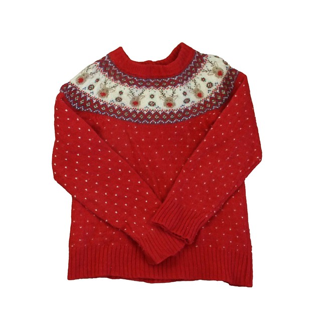 JoJo Maman Bebe Red | White Reindeers Sweater 4-5T 