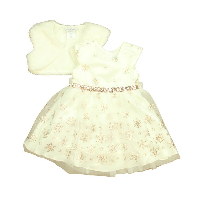 Jona Michelle 2-pieces White | Gold Snowflakes Special Occasion Dress 2T 