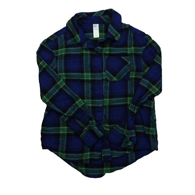 Justice Blue | Green Plaid Blouse 7 Years 