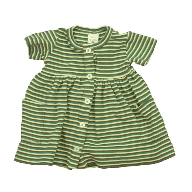 Kate Quinn Organics Green Stripe Dress 0-3 Months 