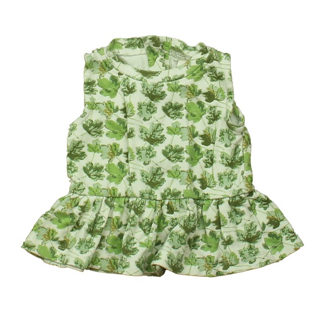 Kate Quinn Organics Ivory | Green Leaves Short Sleeve Shirt 3-6 Months 