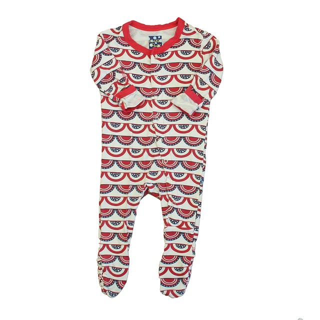 Kickee Pants Red | White | Blue 1-piece footed Pajamas 0-3 Months 