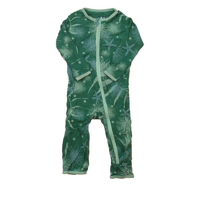 Kickee Pants Green | Blue 1-piece Non-footed Pajamas 3-6 Months 