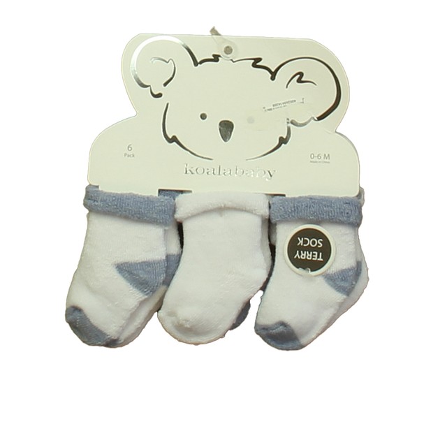 Koala Baby Set of 6 White | Blue Socks 0-6 Months 
