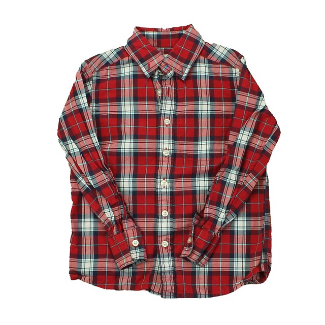 Lands' End Red | White | Plaid Button Down Long Sleeve 4T 
