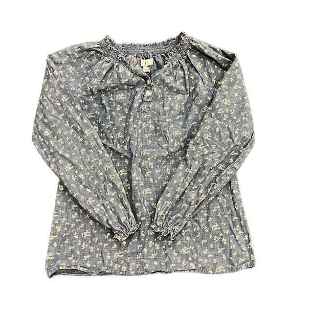 Lands' End Blue Floral Blouse 7 Years 