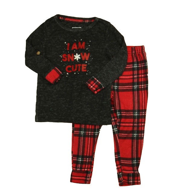 Let's Get Cozy 2-pieces Gray | Red Plaid 2-piece Pajamas 18 Months 