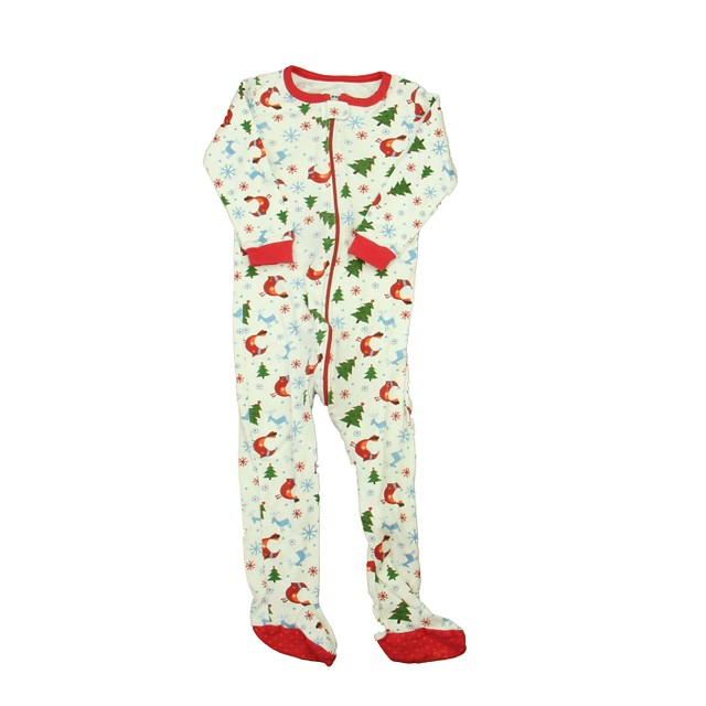 Leveret White | Green | Red 1-piece footed Pajamas 2T 