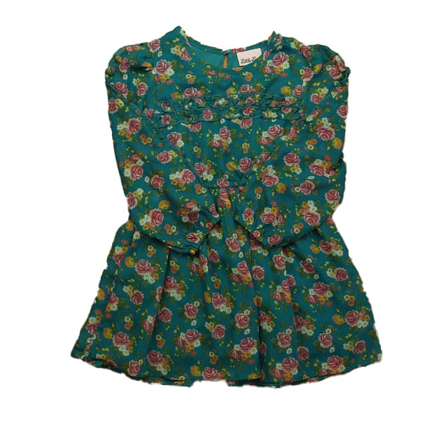 Little Lass Green Floral Dress 5T 