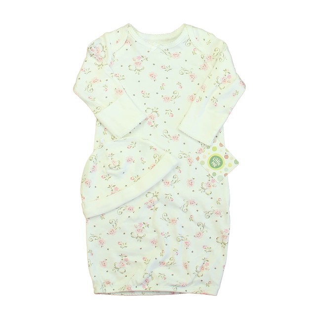Little Me 2-pieces White | Pink Floral Nightgown 0-3 Months 