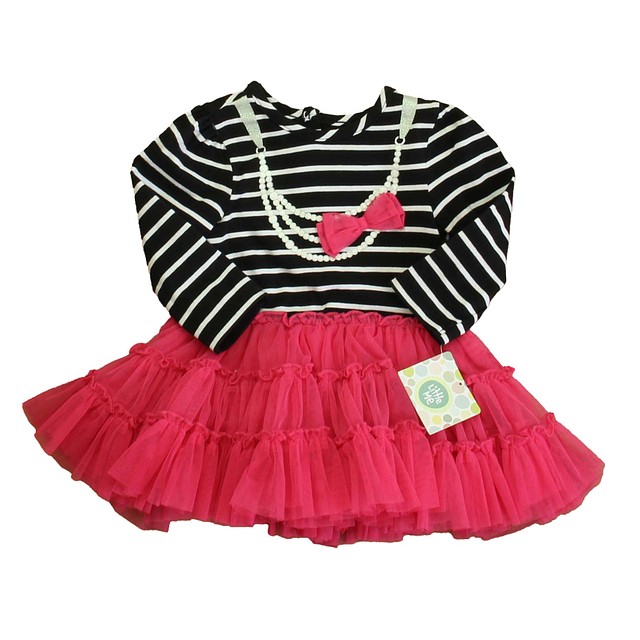 Little Me Black | White | Pink Dress 12 Months 