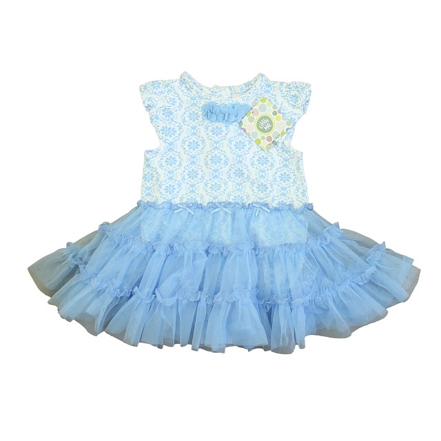 Little Me Blue | White Floral Dress 12 Months 