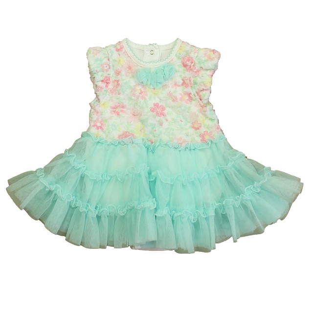 Little Me Aqua | Pink Floral Dress 6 Months 