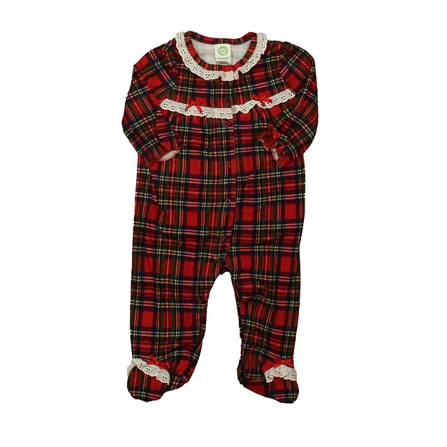 Little Me Red Plaid 1-piece footed Pajamas 6 Months 