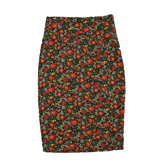 Lularoe Green | Red Floral Skirt Junior XS 