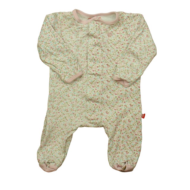 Magnetic Me Pink Floral 1-piece footed Pajamas 0-3 Months 