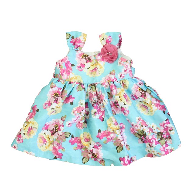 Marmellata Blue | Pink Floral Special Occasion Dress 18 Months 