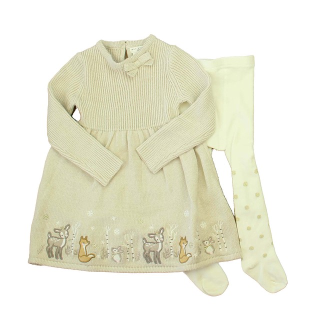 Max Studio 2-pieces Ivory Forest Animals Sweater Dress 24 Months 