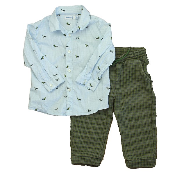 Mayoral 2-pieces Blue | White | Green Dogs Apparel Sets 12 Months 